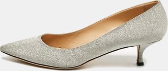 Sergio Rossi Silver Glitter Pointed Toe Pumps