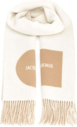 Jacquemus Beige Patchwork Fringed Tassel Scarf