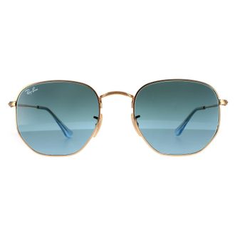Ray-Ban Square Gold Blue Grey Gradient Sunglasses