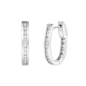 LuvMyJewelry Callaluna Channel-Set Diamond Huggie Hoop Earrings in 14K Gold in 14K White Gold at Nordstrom