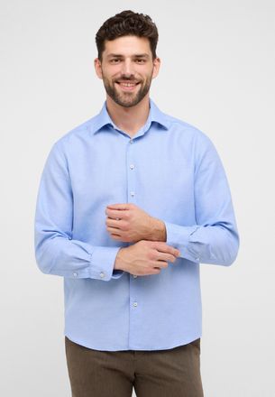 Eterna Langarmhemd ETERNA COMFORT FIT, Herren, Gr. 48, Normalgr&ouml;ssen, blau (azurblau), Twill, 59% Baumwolle, 41% Leinen, normal, Manschette, Hemden Langarmhe