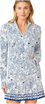 Lilly Pulitzer Barbados Zip-Up Jacket Up Womens Clothing Starlight Navy Crossgrain Zoology : XXS, Nylon/Spandex