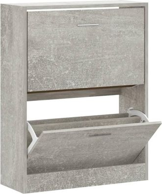 vidaXL Vidaxl - Mueble zapatero madera contrachapada gris hormigón 63x24x81cm