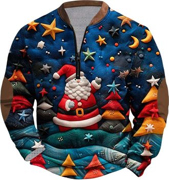 Generic Funny Christmas Jumpers for Men 3D Printed Santa Claus Reindeer Snowman Xmas Tree Pullover Sweaters Ugly Christmas Jumper for Office Parties, Family G