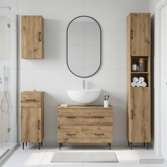 vidaXL Vidaxl Set Di Mobili Da Bagno Da 4 Pezzi Haarlem Rovere Artigianale