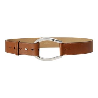 Ralph Lauren Belts, female, Brown, Size: S Stirrup-Buckle Leather Belt