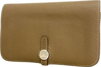 Herm&egrave;s Etoupe Gray Togo Leather Long Wallet (Bi-Fold) (Pre-Owned)