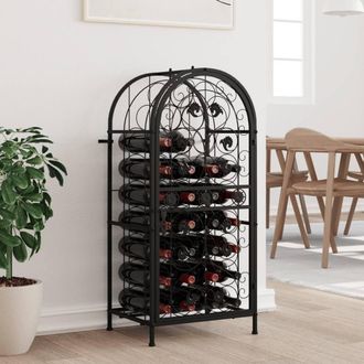 Berkfield Home Wine Rack for 33 Bottles Black 45x36x100 cm Wrought Iron | Size: 45 x 36 x 100 cm