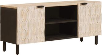vidaXL TV Cabinet White Wash Finish 105 x 33 x 46 cm Solid Mango Wood vidaXL
