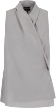 Giorgio Armani Crepe de Chine Top - Dames - Tops zonder mouwen - Grijs - M - Tops