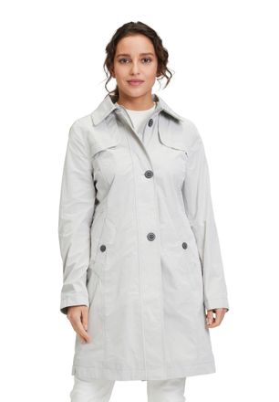 Gil Bret Trenchcoat GIL BRET, Damen, Gr. 42, weiss (lunar rock), Stoff, Obermaterial: 100% Polyester, unifarben, figurbetont lang, Rundhals, M&auml;ntel Trenchcoat,