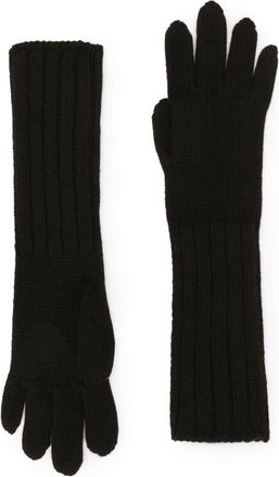 Dolce & Gabbana DNA ribbed-knit gloves - women - Cashmere - One Size - Black