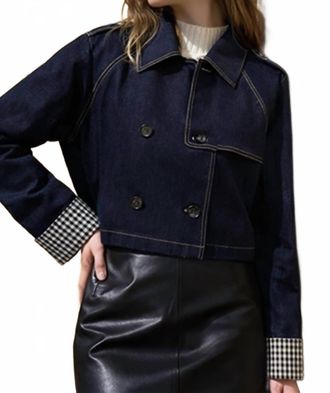 Moon River Double Breasted Trench Jacket In Denim