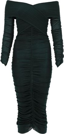 Self Portrait Viscose Gathered Midi Dress