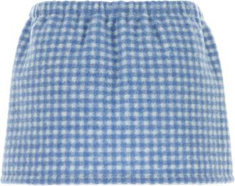 Miu Miu Womens Printed Pile Mini Skirt Biancocielo Gonne