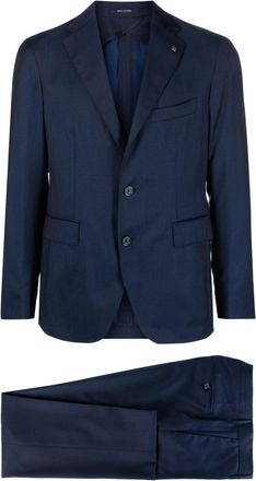 Tagliatore notch-lapels single-breasted blazer - men - Cupro/Virgin Wool/Viscose/Modal/Cotton - 44 - Blue