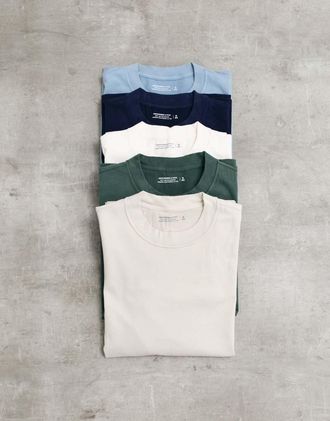 Abercrombie & Fitch Confezione da 5 T-shirt premium pesanti multicolore