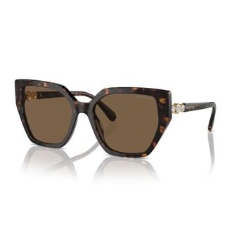 Swarovski Sunglasses Geometric Full Rim, Dark Havana Frame And Dark Brown Lens Sk6016100273