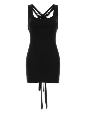 The Attico Jersey jurk met gekruiste bandjes - Zwart