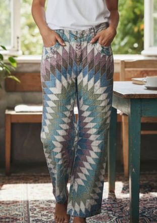 Paperlace London Diamond Shape Patchwork Pant In Multicolor