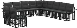 vidaXL Conjunto De Sof&aacute;s De Exterior 11 Uds. Negro Y Gris Oscuro Vidaxl