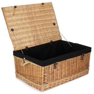 Red Hamper 72cm Rope Handled Cotton Lined Wicker Trunk in Black