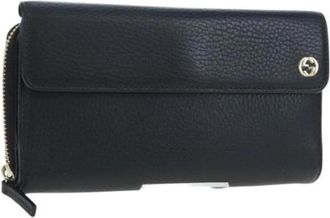 Gucci Tweedehands leren portemonnees - Dames - Vintage Accessoires - Zwart - ONE Size - Vintage