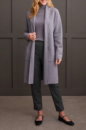 Tribal Patch Pockets Coatigan In Heather Charcoal