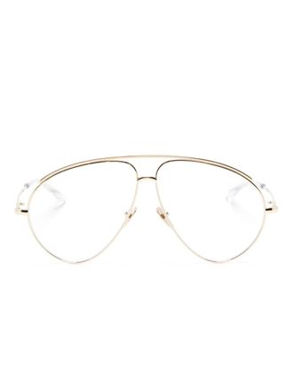 Gucci pilot-frame glasses - women - Fabric - One Size - Gold