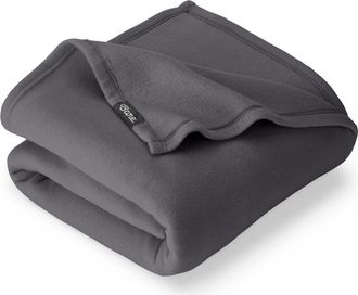 Bare Home Lightweight Polar Fleece Throw Blanket in Forged Iron Grey at Nordstrom