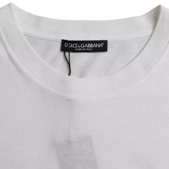 Dolce & Gabbana Mens White Cotton Round Neck Short Sleeve T-Shirt