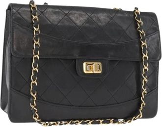 Chanel Pre-owned Leren Vintage Schoudertas - Dames - Vintage Schoudertas - Zwart - ONE Size - Leer - Vintage