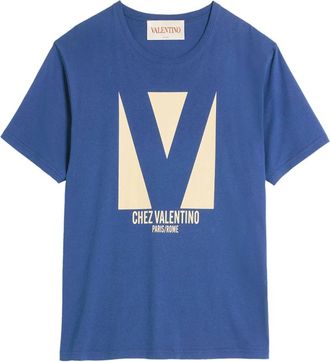 Valentino Garavani Chez Valentino T-Shirt - Heren - T-shirts - Blauw - S - Katoen - Tops
