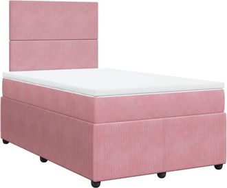 vidaXL Vidaxl - Cama Box Spring Con Colch&oacute;n Terciopelo Rosa 120x200 Cm