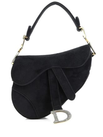 Dior Saddle Handbag Velvet with Crystals Mini shoulder bag - Nero
