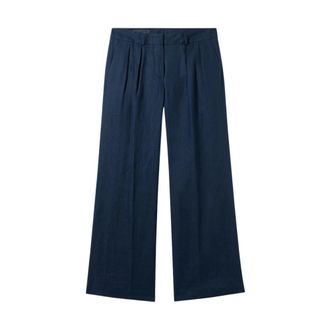 Brooks Brothers Ierse Linnen Broek - Dames - Wijde Broeken - Blauw - XS - Linnen - Broeken