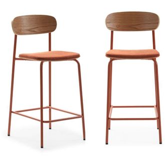 DRAWER Drawer - Set di 2 sgabelli in tessuto con gambe in metallo H66 cm - adriana