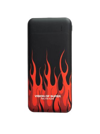 Vision Of Super Powerbank Nero Con Fiamme Rosse E Logo Bianco-Uomo