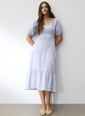 Icone Womens Touch of linen open-back tiered dress