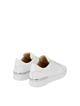 Philipp Plein Mens Hexagon Logo Low-Top Sneakers White Shoes >