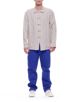 East Harbour Surplus Linen Jacket With Vertical Stripe Texture