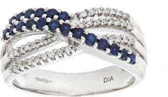 Jewelco London 9ct White Gold Diamond Sapphire Blue River Eternity Ring 4mm - PR0AXL6861WSA