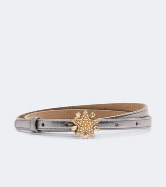 Dolce & Gabbana Embellished metallic leather belt