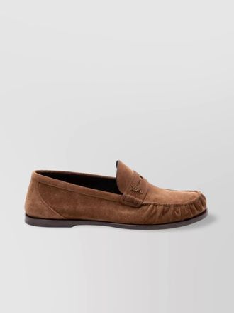Saint Laurent suede penny strap loafers round toe