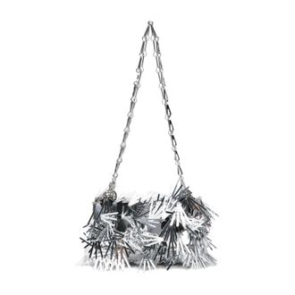 Paco Rabanne Shoulder Bags, female, Gray, Size: ONE SIZE Silver Sequin Tassel Shoulder Bag