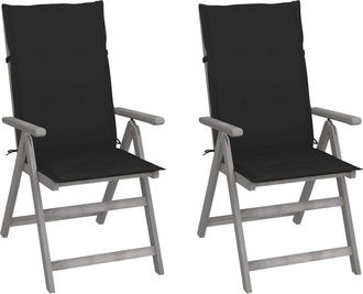 vidaXL Vidaxl - Sillas Reclinables Jard&iacute;n Y Cojines 2 Uds Madera Maciza Acacia