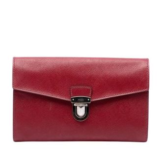 Prada Pre-owned Vintage Clutch - Dames - Pre-owned - Rood - Maat: ONE Size Leer