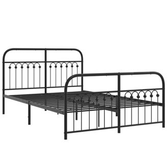 Berkfield Home Metal Bed Frame without Mattress with Footboard Black 137x190cm | Size: 137x190 cm