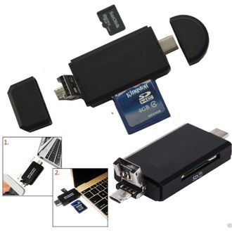 Trade Shop Trade Shop - Adaptador Micro Usb Otg Tipo C Usb 2.0 Lector De Tarjetas Sd Micro Sd Pc Tel&eacute;fono Inteligente