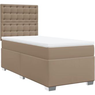 vidaXL Vidaxl - Cama Box Spring Con Colch&oacute;n Cuero Sint&eacute;tico Capuchino 80x200 Cm